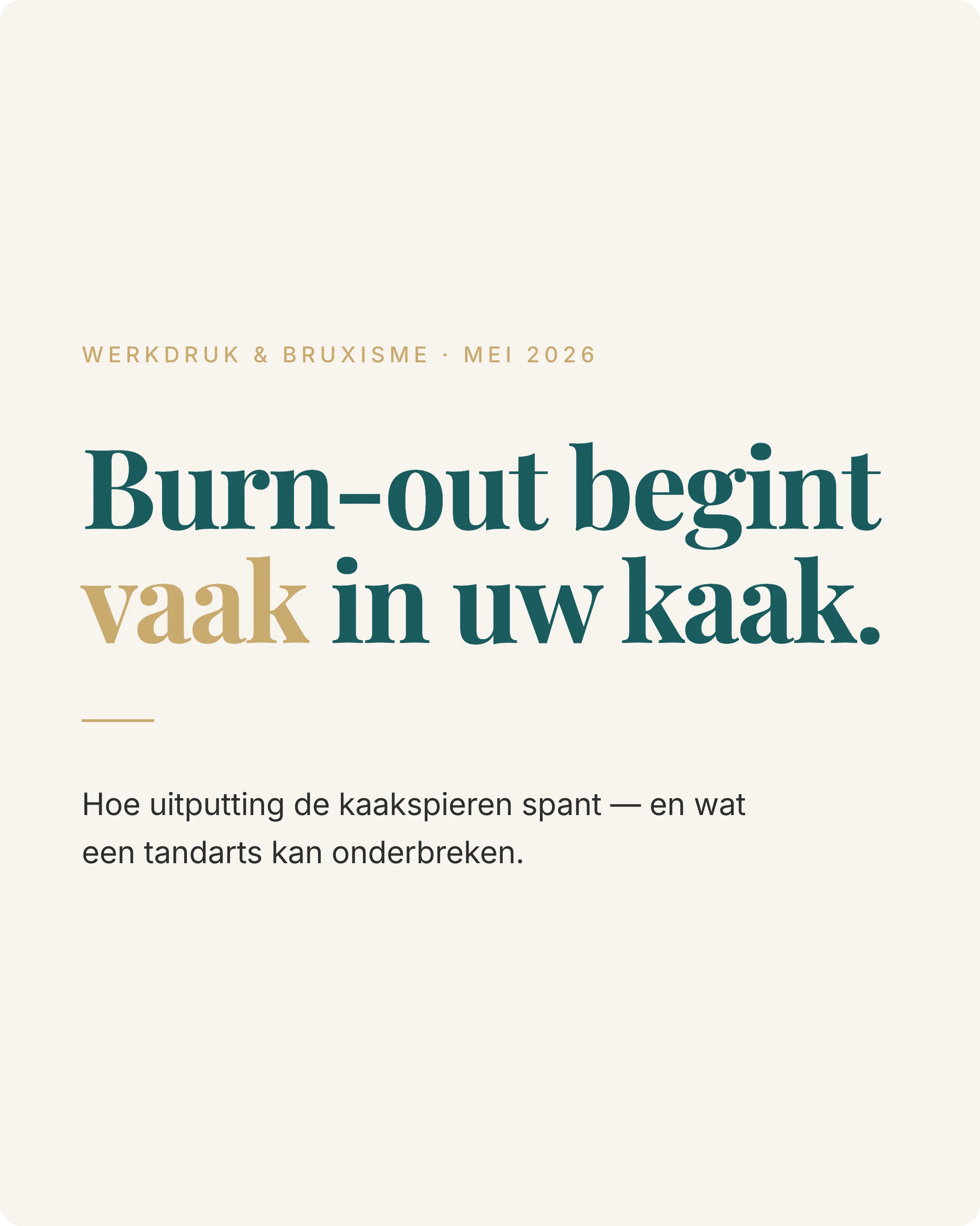 Burn-out en bruxisme: wat de toename in 2026 betekent voor uw kaak