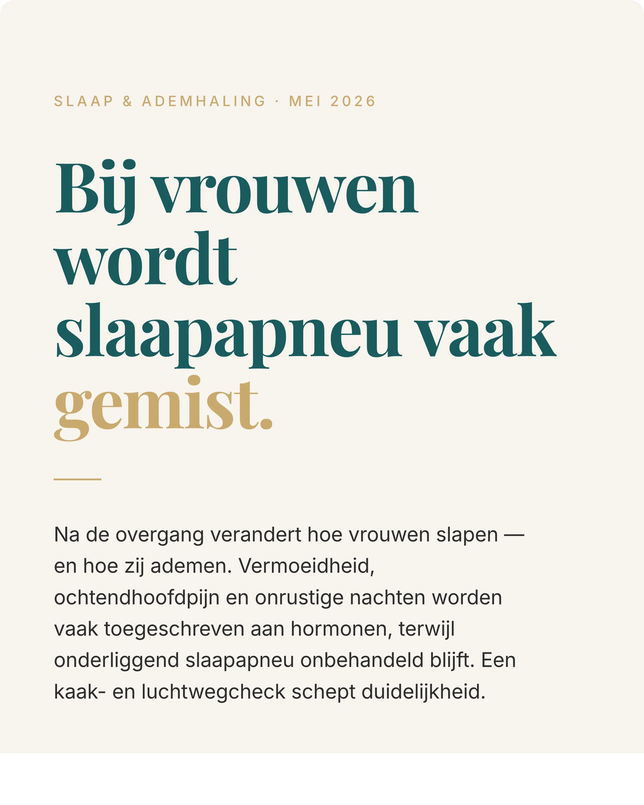 Slaapapneu bij vrouwen na de overgang: een verborgen probleem